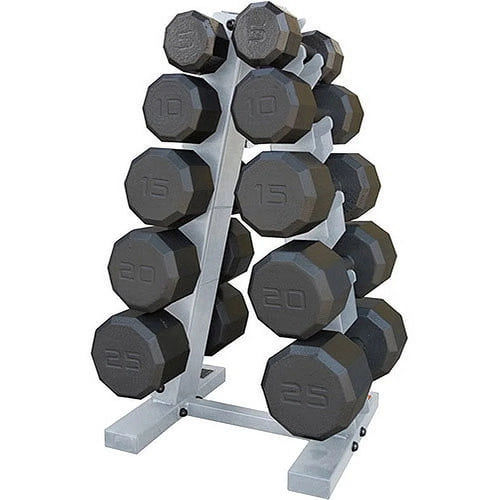 Barbell 150 Lbs. Eco Dumbbells Set with Rack