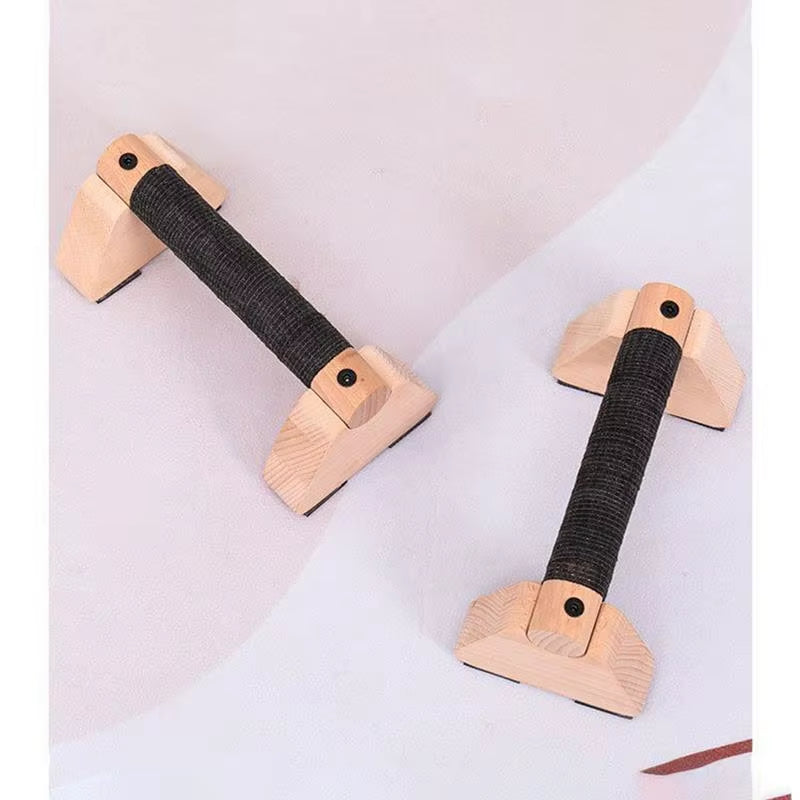 2PCS Solid Wood Push up Bar Pull up Stand Handles Parallettes Handles Exercise Equipment for Home Wood Parallettes Bar