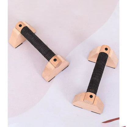 2PCS Solid Wood Push up Bar Pull up Stand Handles Parallettes Handles Exercise Equipment for Home Wood Parallettes Bar