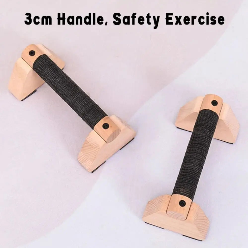 Premium Solid Wood Push-Up Bars with Thickened Handles - Non-Slip and Stable Home Fitness Equipment