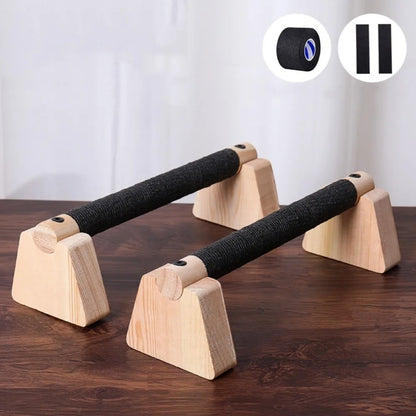 Premium Solid Wood Push-Up Bars with Thickened Handles - Non-Slip and Stable Home Fitness Equipment