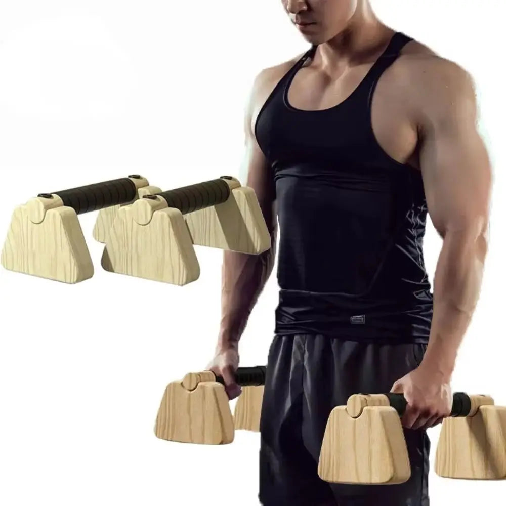 Premium Solid Wood Push-Up Bars with Thickened Handles - Non-Slip and Stable Home Fitness Equipment