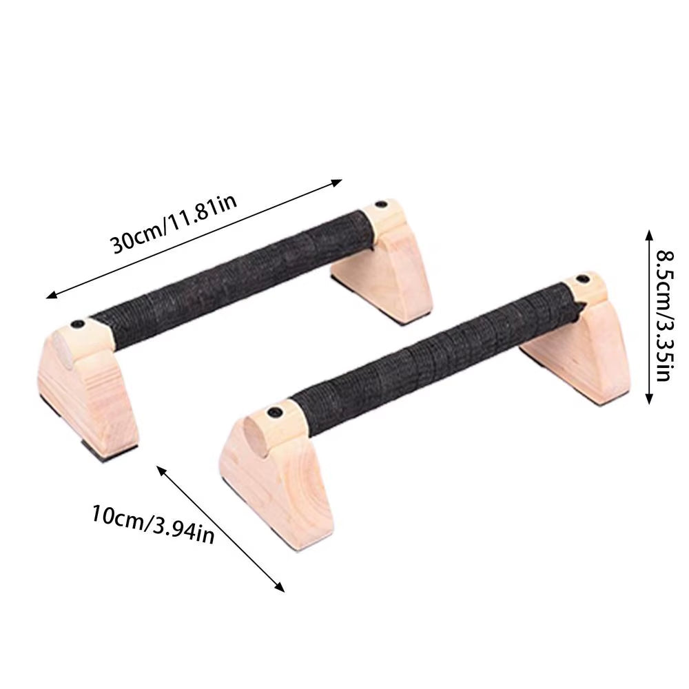 2PCS Solid Wood Push up Bar Pull up Stand Handles Parallettes Handles Exercise Equipment for Home Wood Parallettes Bar