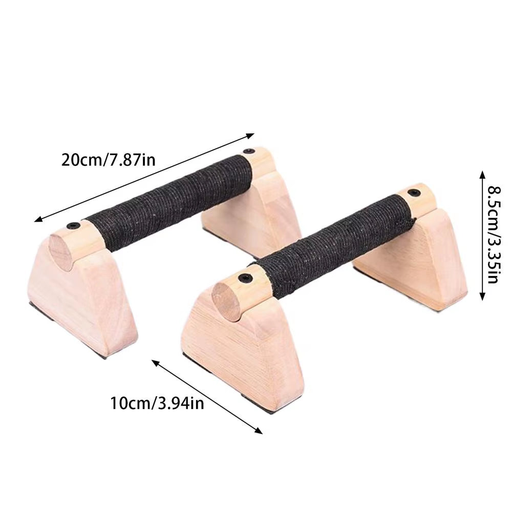 2PCS Solid Wood Push up Bar Pull up Stand Handles Parallettes Handles Exercise Equipment for Home Wood Parallettes Bar