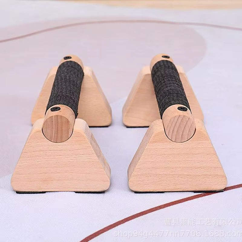 2PCS Solid Wood Push up Bar Pull up Stand Handles Parallettes Handles Exercise Equipment for Home Wood Parallettes Bar